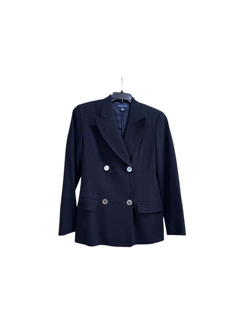 Anne Klein Double-Breasted Dark Navy Blazer